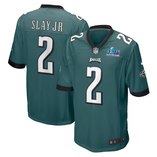 Men's Philadelphia Eagles Darius Slay Jr. #2 Midnight Green Super Bowl LVII Patch Game Jersey1