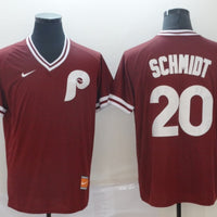 Men's Philadelphia Phillies Mike Schmidt #20 Red Replica Player Jersey1