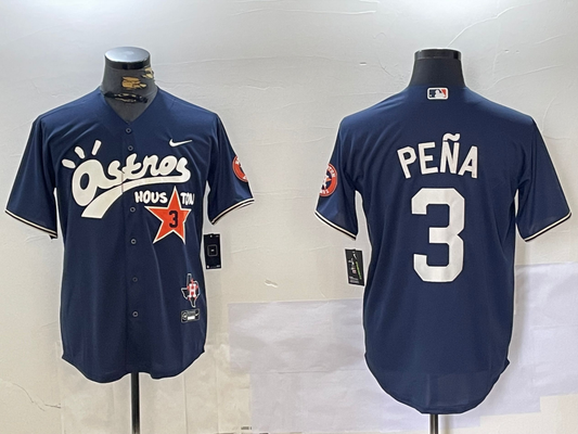 Men's Houston Astros Jeremy Pena #3 Navy Game Player Jersey1