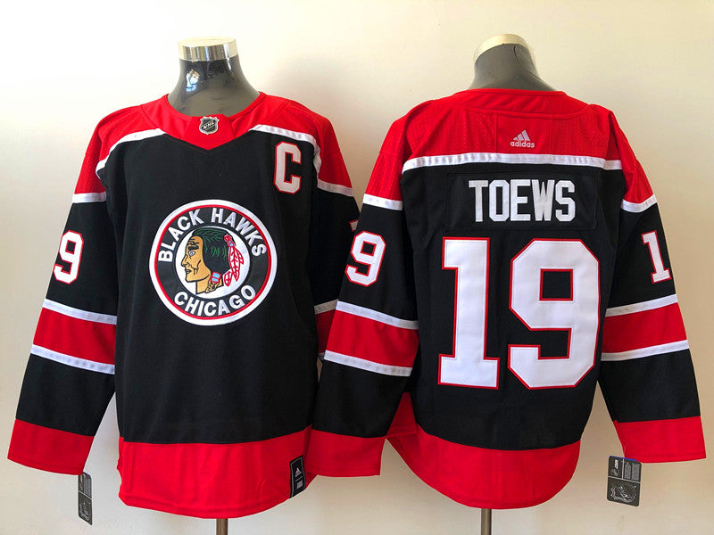 Men's Chicago Blackhawks Jonathan Toews #19 Black Player Jersey1