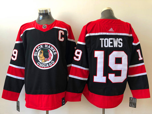 Men's Chicago Blackhawks Jonathan Toews #19 Black Player Jersey1