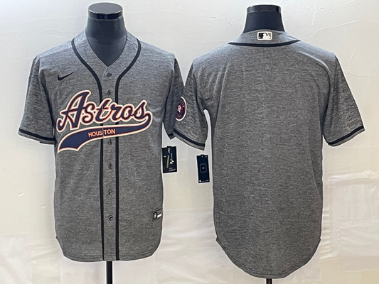 Men's Houston Astros Gray Joint Edition Replica Blank Jersey1