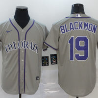 Men's Colorado Rockies Charlie Blackmon #19 Gray Replica Baseball Jersey1