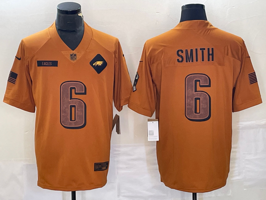 Men's Philadelphia Eagles DeVonta Smith #6 Brown 2023 Salute To Service Limited Jersey1