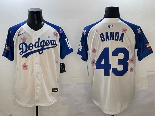 Men's Los Angeles Dodgers Anthony Banda #43 White Player Jersey1