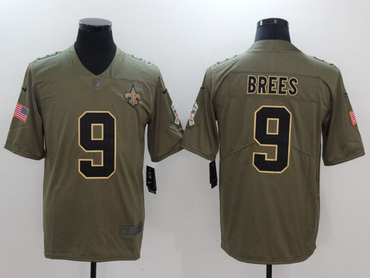Men's New Orleans Saints Drew Brees #9 Brown Game Jersey1