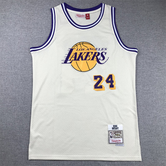 Men's Los Angeles Lakers Kobe Bryant #24 Cream Hardwood Classics Swingman Jersey1