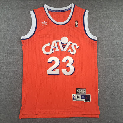 Men's Cleveland Cavaliers LeBron James Orange Hardwood Classics Swingman Jersey1