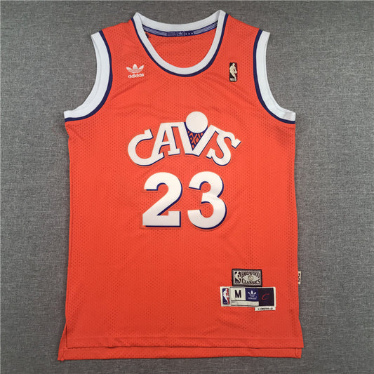 Men's Cleveland Cavaliers LeBron James Orange Hardwood Classics Swingman Jersey1