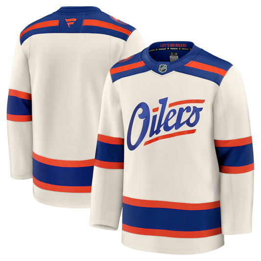 Men's Edmonton Oilers Fanatics Light Beige Alternate Premium Blank Jersey