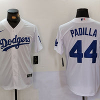 Men's Los Angeles Dodgers Vicente Padilla #44 White Replica Player Jersey1