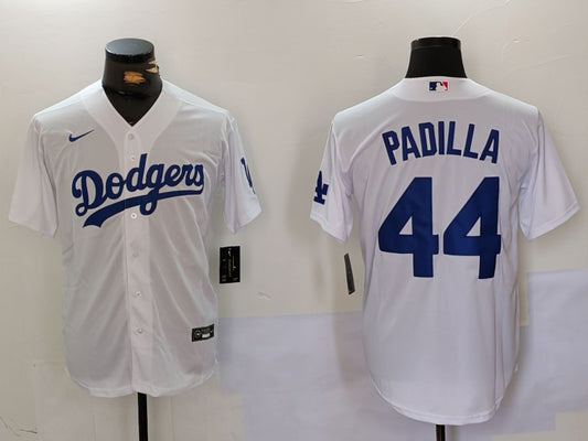Men's Los Angeles Dodgers Vicente Padilla #44 White Replica Player Jersey1