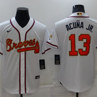 Men's Atlanta Braves Ronald Acuna Jr. #13 White Replica Baseball Jersey1