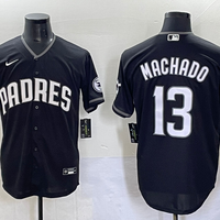 Men's San Diego Padres Manny Machado #13 Black Lights Out Replica Jersey
