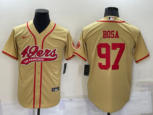 Men's San Francisco 49ers Nick Bosa #97 Gold Game Jersey1 Joint Edition