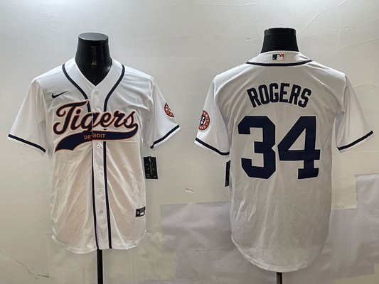 Men's Detroit Tigers Jake Rogers #34 White Player Jersey1