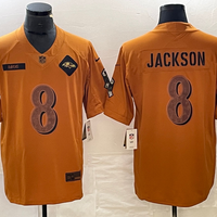 Men's Baltimore Ravens Lamar Jackson #8 Brown 2023 Salute To Service Retired Player Limited Jersey1