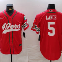 Men's San Francisco 49ers Trey Lance #5 Scarlet Player Game Jersey1