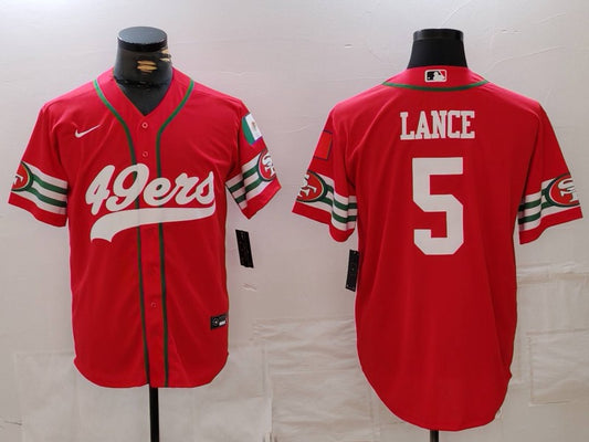 Men's San Francisco 49ers Trey Lance #5 Scarlet Player Game Jersey1