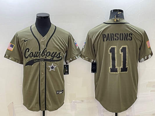 Men's Dallas Cowboys Micah Parsons #11 Olive 2022 Salute To Service Limited Jersey1 Joint Edition