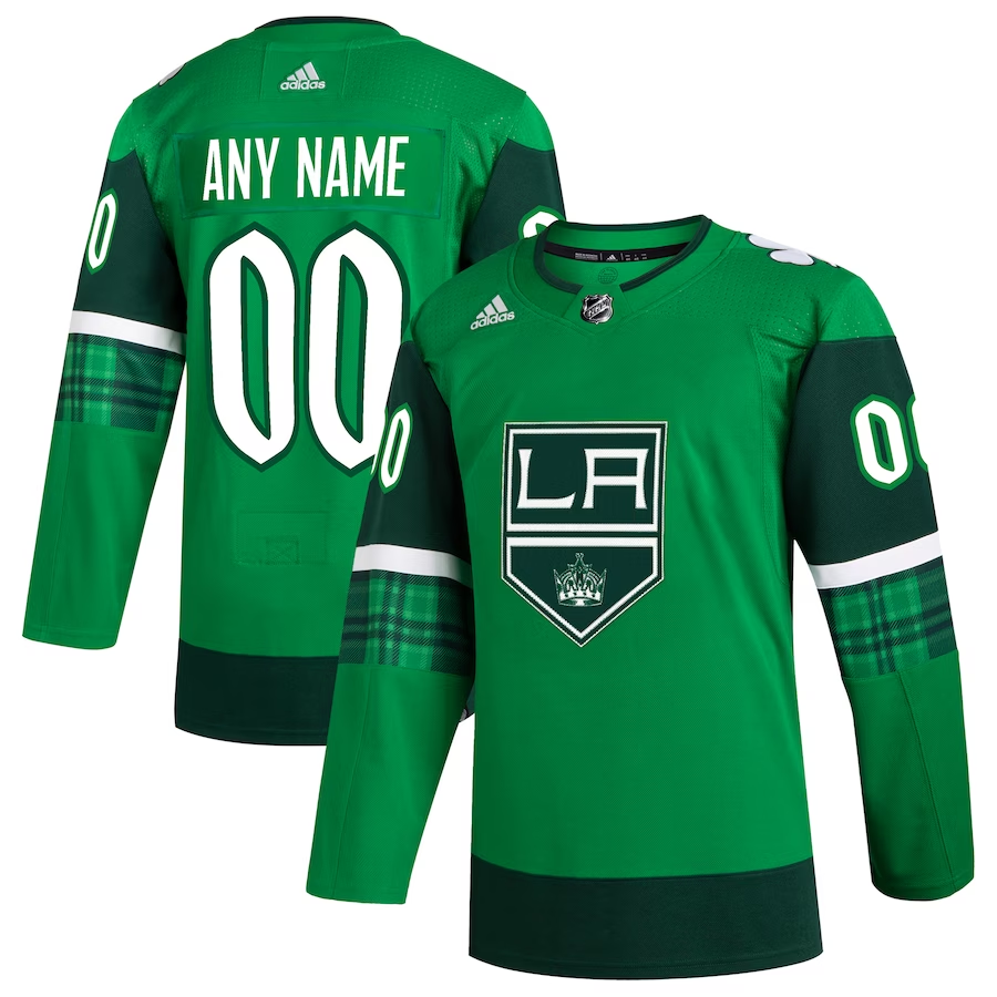 Men's Los Angeles Kings Kelly Green St. Patrick's Day Authentic Custom Jersey1