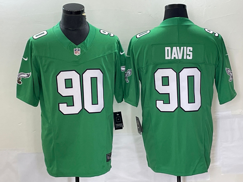 Jordan Davis #90 Philadelphia Eagles Kelly Green Game Jersey - JerseysFreak