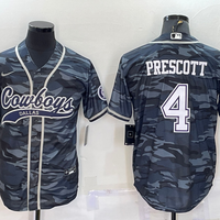 Men's Dallas Cowboys Dak Prescott #4 Grey Camouflage Player Jersey1 Joint Edition