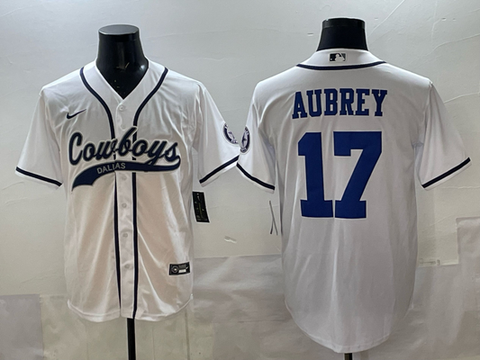 Men's Dallas Cowboys Brandon Aubrey #17 White Game Jersey