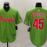 Men's Philadelphia Phillies Zack Wheeler #45 Green Limited Player Jersey1