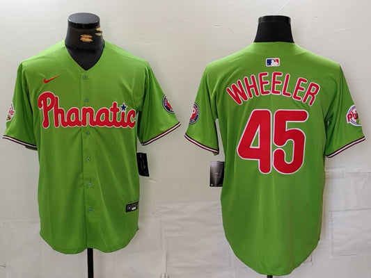 Men's Philadelphia Phillies Zack Wheeler #45 Green Limited Player Jersey1