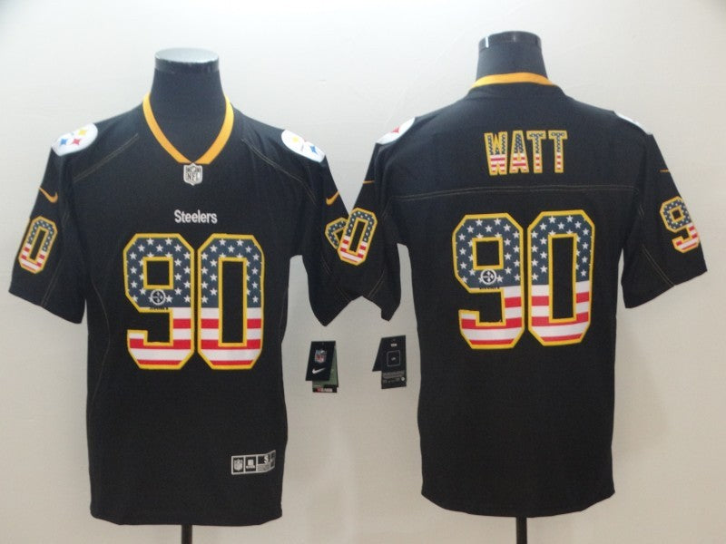 Men's Pittsburgh Steelers T.J. Watt #90 Black Authentic Game Jersey1