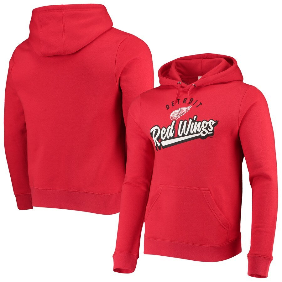 Men's Red Detroit Red Wings Script Wordmark Hoodie