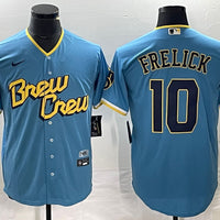 Men's Milwaukee Brewers Sal Frelick #10 Powder Blue 2022 City Connect Replica Player Jersey1