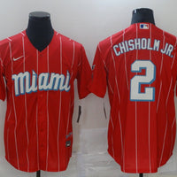 Men's Miami Marlins Jazz Chisholm Jr. #2 Red Replica Baseball Jersey1