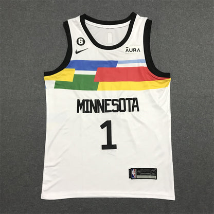 Men's Minnesota Timberwolves Anthony Edwards #1 White Swingman Jersey1 - City Edition