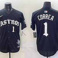 Men's Houston Astros Carlos Correa #1 Black Replica Player Jersey