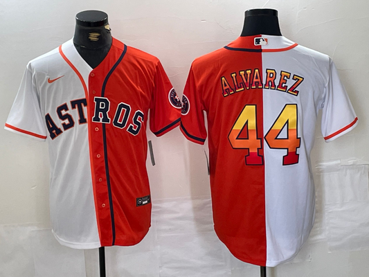 Men's Houston Astros Yordan Alvarez #44 White/Orange Replica Player Jersey1