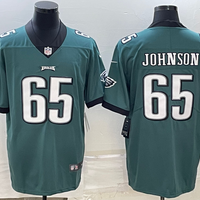Men's Philadelphia Eagles Fred Johnson #65 Midnight Green Game Jersey1
