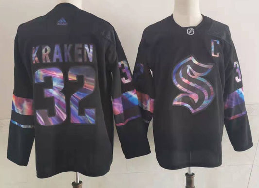 Men's Seattle Kraken Kraken #32 Black Game Jersey1