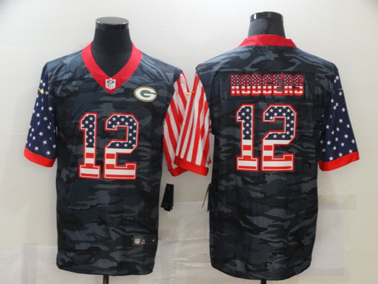Men's Green Bay Packers Aaron Rodgers #12 Gray Camouflage Game Player Jersey1
