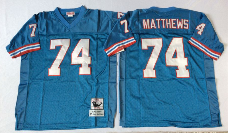 Men's Tennessee Oilers Bruce Matthews #74 Light Blue Legacy Replica Jersey1