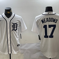 Men's Detroit Tigers Austin Meadows #17 White Home Limited Player Jersey1