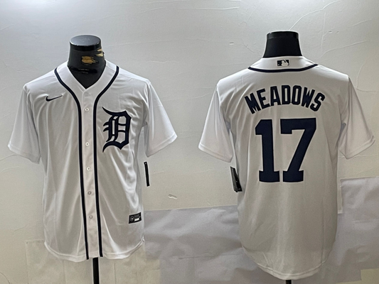 Men's Detroit Tigers Austin Meadows #17 White Home Limited Player Jersey1