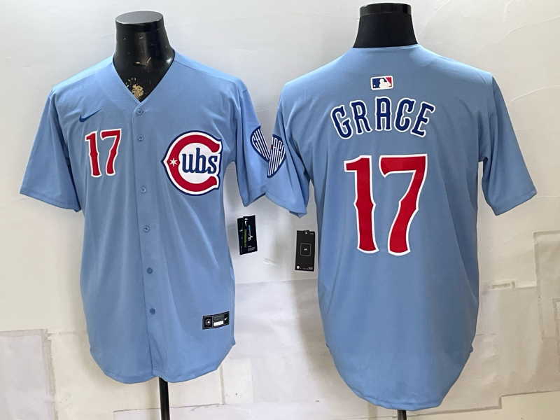 Men's Chicago Cubs Mark Grace #17 Light Blue Alternate Limited Player Jersey