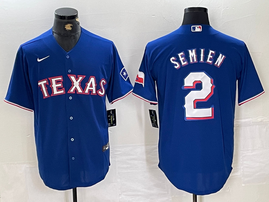 Men's Texas Rangers Marcus Semien #2 Royal Away Replica Player Jersey1