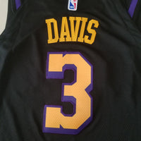 Men's Los Angeles Lakers Anthony Davis Black #3 Swingman Jersey1