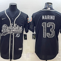 Men's Miami Dolphins Dan Marino #13 Black RFLCTV Limited Jersey1 Joint Edition