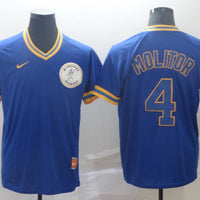 Men's Milwaukee Brewers Paul Molitor #4 Blue Player Jersey1