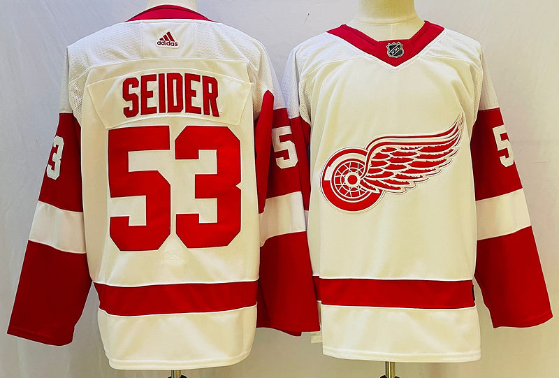 Men's Detroit Red Wings Moritz Seider #53 White Player Jersey1