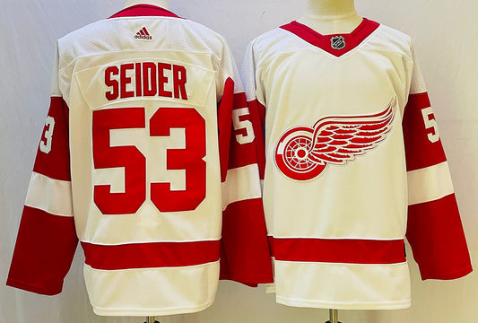 Men's Detroit Red Wings Moritz Seider #53 White Player Jersey1